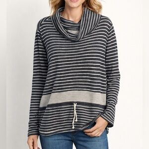 Orvis Striped Cotton Cowl Neck Pullover Shirt